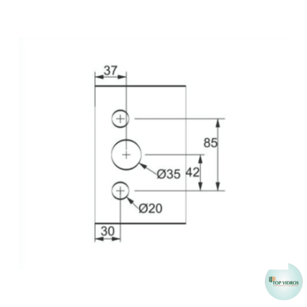 Fechadura para porta de correr com furo-FSMCR3530 (cromada) - Image 3